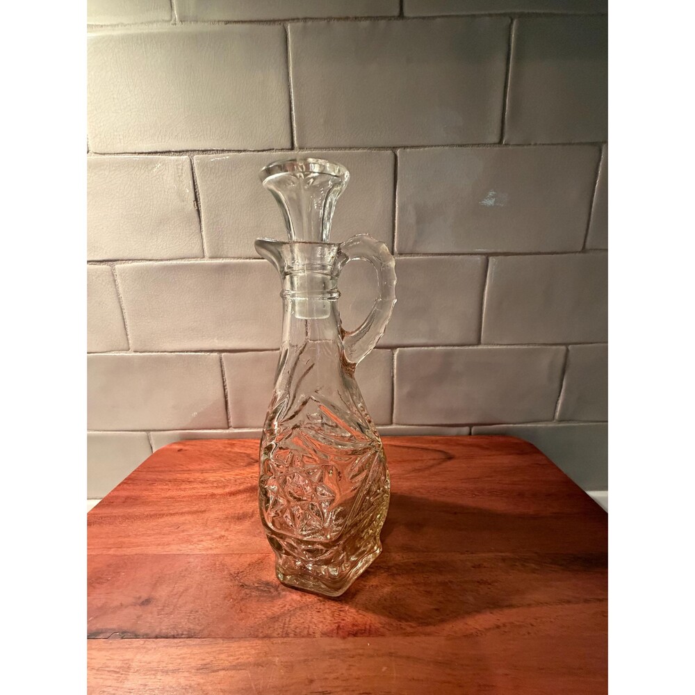 Vintage Anchor Hocking EAPC Star of David Glass Cruet with Stopper